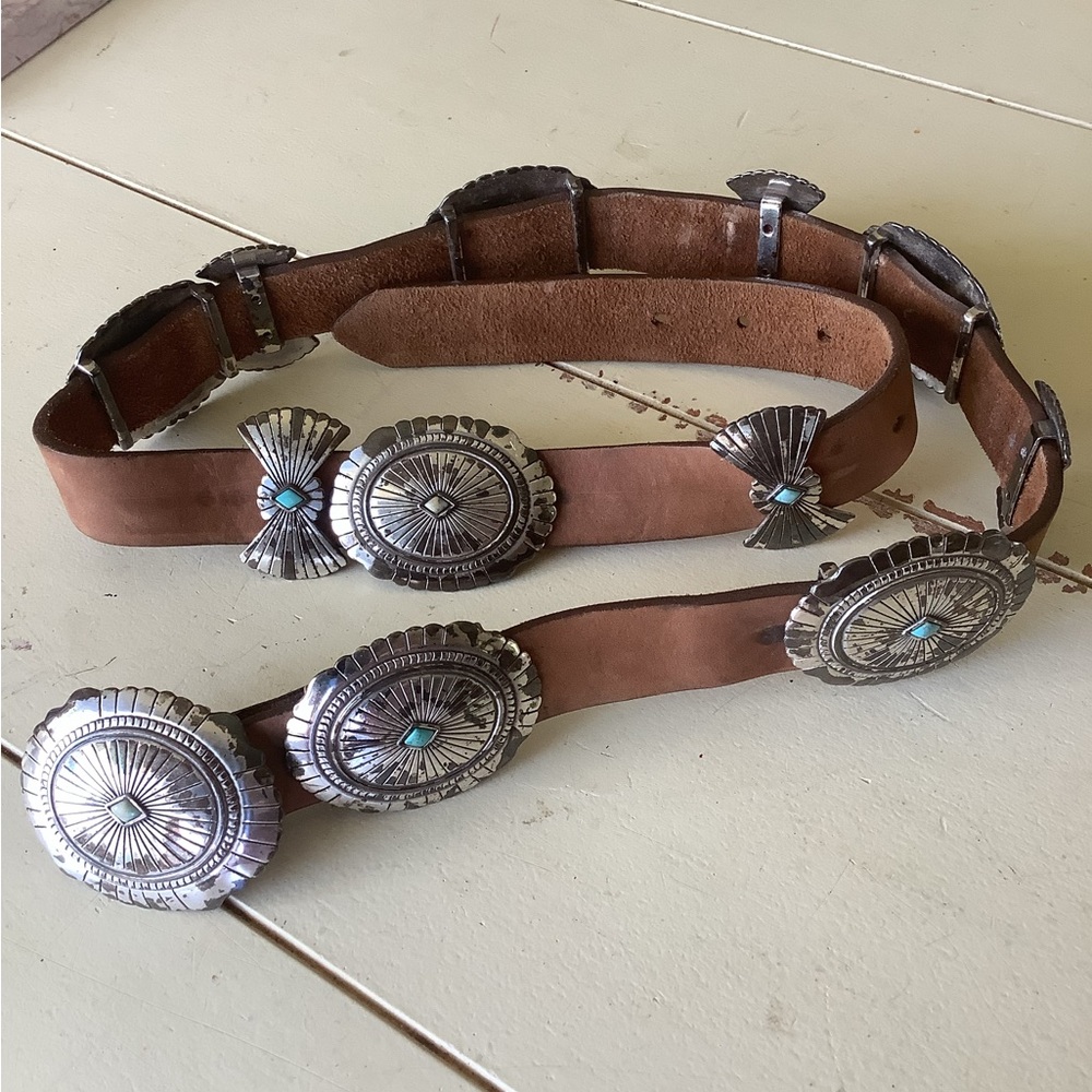 Justin Leather Silver Turquoise Belt - Picture 6 of 7